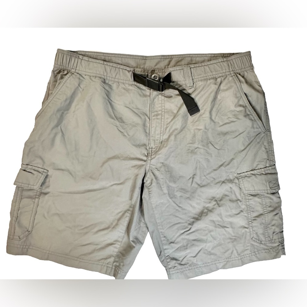 Eddie Bauer Mens Nylon Cargo Hiking Shorts Gray Belted Pockets Size XL Preowned